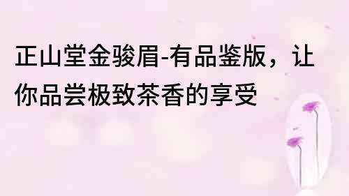 正山堂金駿眉-有品鑒版，讓你品嘗極致茶香的享受