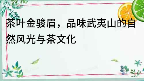 茶葉金駿眉，品味武夷山的自然風光與茶文化