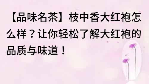【品味名茶】枝中香大紅袍怎么樣？讓你輕松了解大紅袍的品質與味道！