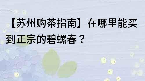 【蘇州購茶指南】在哪里能買到正宗的碧螺春？