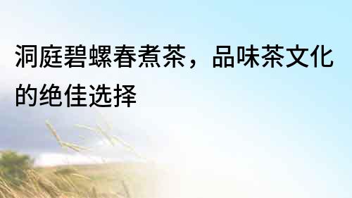 洞庭碧螺春煮茶，品味茶文化的絕佳選擇