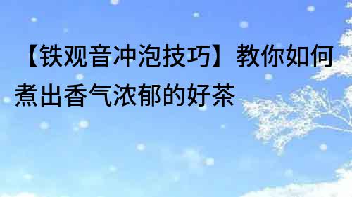 【鐵觀音沖泡技巧】教你如何煮出香氣濃郁的好茶