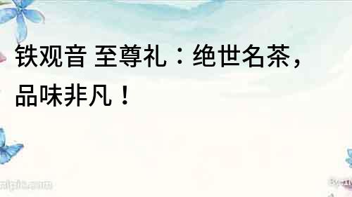 鐵觀音 至尊禮：絕世名茶，品味非凡！