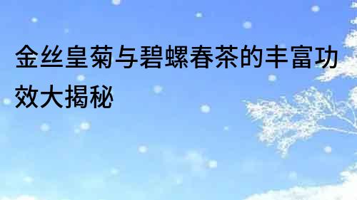 金絲皇菊與碧螺春茶的豐富功效大揭秘