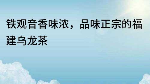 鐵觀音香味濃，品味正宗的福建烏龍茶