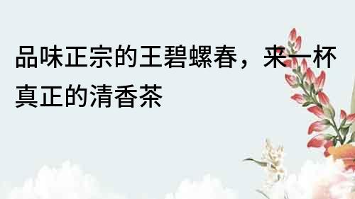 品味正宗的王碧螺春，來一杯真正的清香茶