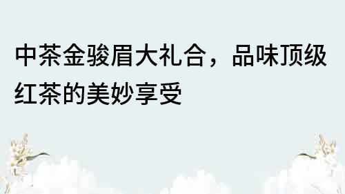 中茶金駿眉大禮合，品味頂級紅茶的美妙享受
