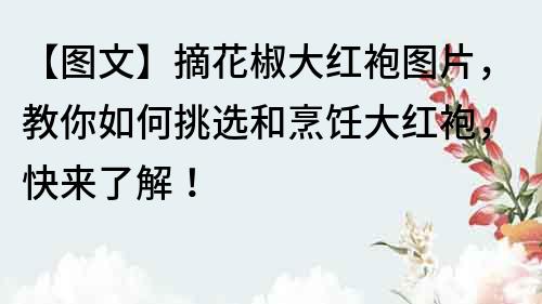 【圖文】摘花椒大紅袍圖片，教你如何挑選和烹飪大紅袍，快來了解！