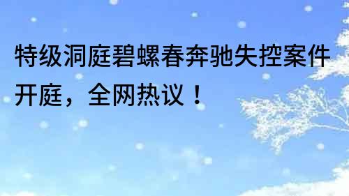 特級洞庭碧螺春奔馳失控案件開庭，全網熱議！