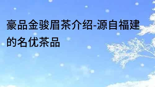 豪品金駿眉茶介紹-源自福建的名優(yōu)茶品