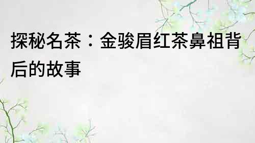 探秘名茶：金駿眉紅茶鼻祖背后的故事
