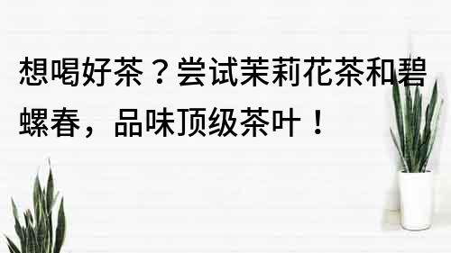 想喝好茶？嘗試茉莉花茶和碧螺春，品味頂級茶葉！