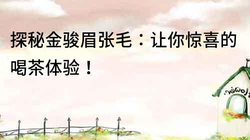 探秘金駿眉張毛：讓你驚喜的喝茶體驗！