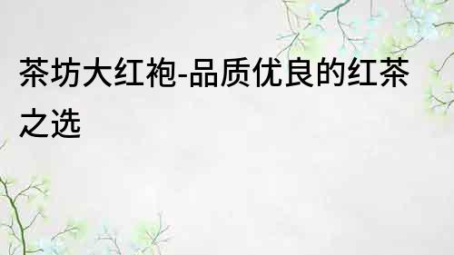 茶坊大紅袍-品質(zhì)優(yōu)良的紅茶之選