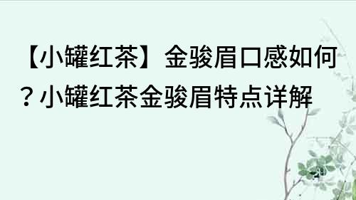 【小罐紅茶】金駿眉口感如何？小罐紅茶金駿眉特點詳解