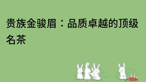 貴族金駿眉：品質卓越的頂級名茶