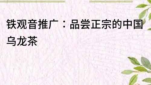 鐵觀音推廣：品嘗正宗的中國烏龍茶