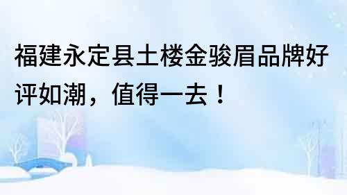 福建永定縣土樓金駿眉品牌好評如潮，值得一去！