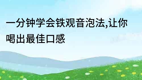 一分鐘學會鐵觀音泡法,讓你喝出最佳口感