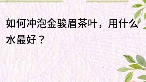 如何沖泡金駿眉茶葉，用什么水最好？