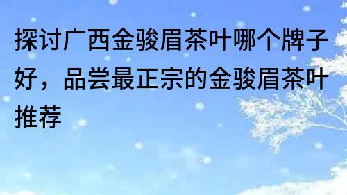 探討廣西金駿眉茶葉哪個牌子好，品嘗最正宗的金駿眉茶葉推薦