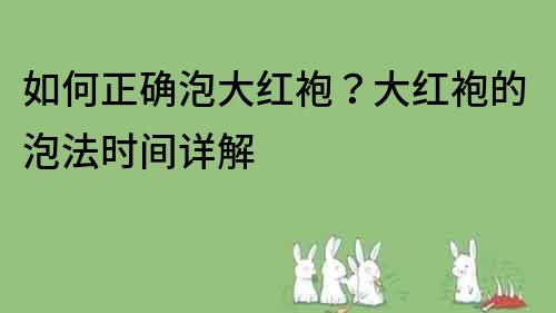 如何正確泡大紅袍？大紅袍的泡法時間詳解