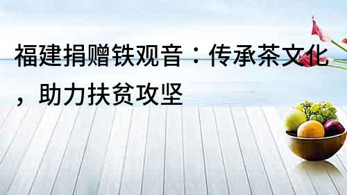 福建捐贈鐵觀音：傳承茶文化，助力扶貧攻堅