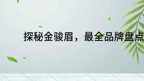 探秘金駿眉，最全品牌盤點！