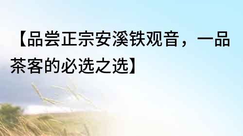 【品嘗正宗安溪鐵觀音，一品茶客的必選之選】