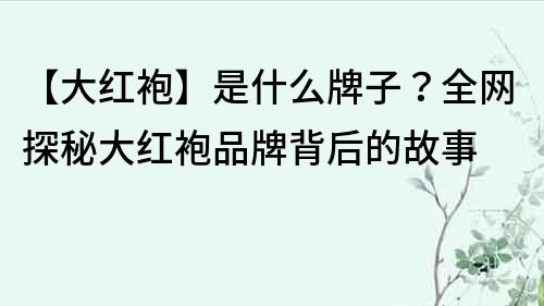 【大紅袍】是什么牌子？全網探秘大紅袍品牌背后的故事