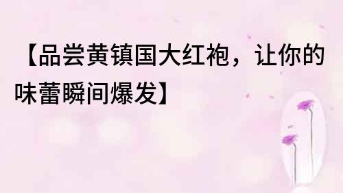 【品嘗黃鎮國大紅袍，讓你的味蕾瞬間爆發】