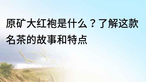 原礦大紅袍是什么？了解這款名茶的故事和特點