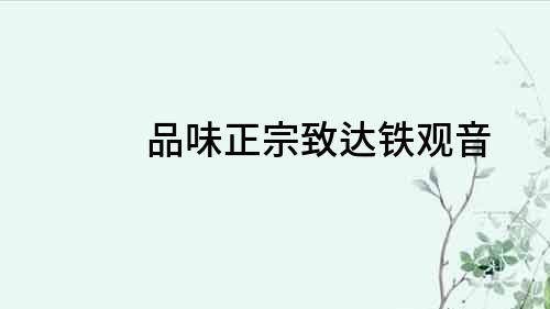 品味正宗致達(dá)鐵觀音