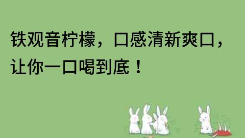 鐵觀音檸檬，口感清新爽口，讓你一口喝到底！