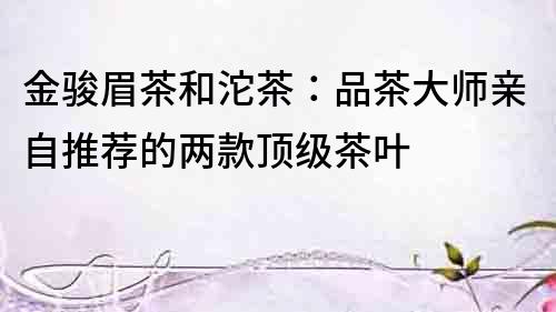 金駿眉茶和沱茶：品茶大師親自推薦的兩款頂級茶葉