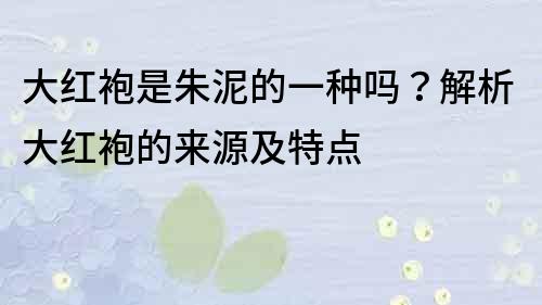 大紅袍是朱泥的一種嗎？解析大紅袍的來源及特點