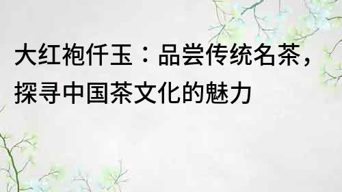 大紅袍仟玉：品嘗傳統(tǒng)名茶，探尋中國(guó)茶文化的魅力