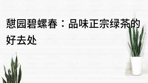 憇園碧螺春：品味正宗綠茶的好去處