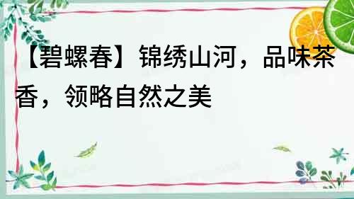 【碧螺春】錦繡山河，品味茶香，領略自然之美