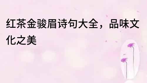 紅茶金駿眉詩句大全，品味文化之美