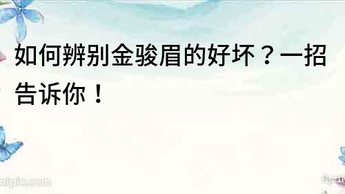 如何辨別金駿眉的好壞？一招告訴你！