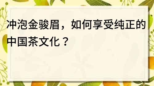 沖泡金駿眉，如何享受純正的中國茶文化？
