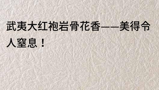 武夷大紅袍巖骨花香——美得令人窒息！