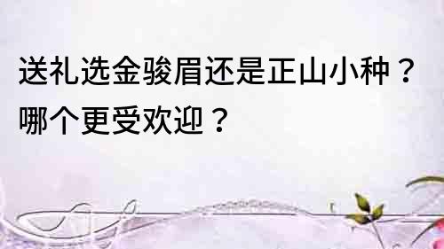 送禮選金駿眉還是正山小種？哪個更受歡迎？
