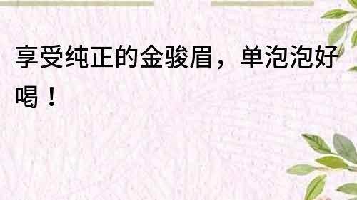 享受純正的金駿眉，單泡泡好喝！