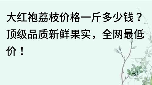 大紅袍荔枝價格一斤多少錢？頂級品質新鮮果實，全網最低價！