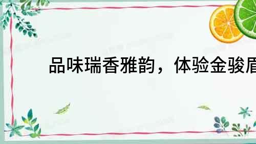 品味瑞香雅韻，體驗金駿眉