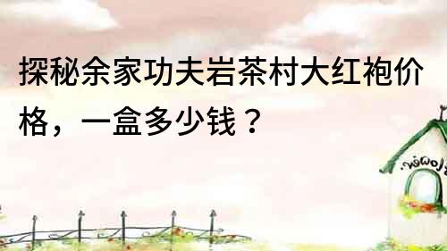 探秘余家功夫巖茶村大紅袍價格，一盒多少錢？