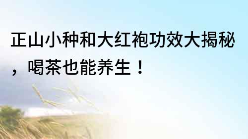 正山小種和大紅袍功效大揭秘，喝茶也能養生！