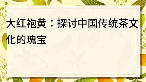 大紅袍黃：探討中國傳統茶文化的瑰寶